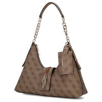 Guess Yvonne Logo Hobo - Schultertasche 32 cm (latte logo)