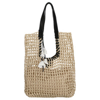 natural straw & black