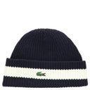 Lacoste Unisex Beanie - Mütze aus gerippter Wolle (navy blue/flour)