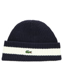 Lacoste Unisex Beanie - Mütze aus gerippter Wolle (navy blue/flour)