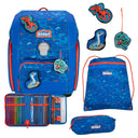 Scout Genius Exklusiv Superflash - Schulranzen Set 4tlg. (Blue Dino) - Markenkoffer