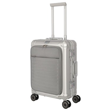 Travelite Next - 4 - Rollen - Kabinentrolley mit Vortasche S 55 cm (silber) - Markenkoffer