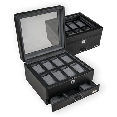 Windrose Tempora - Uhrenkoffer (für 8 Uhren) 26.5 cm (schwarz) - Markenkoffer