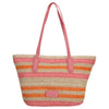 Seidenfelt Savonlinna - Bolso shopper 47 cm (natural straw with pink&orange stripes)