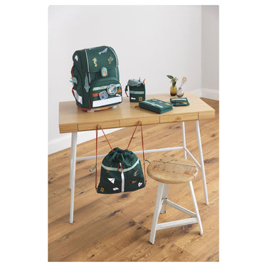Lässig School Set Boxy Unique - Set de Mochila Escolar 7 piezas (Edición Ocean Verde Oscuro)