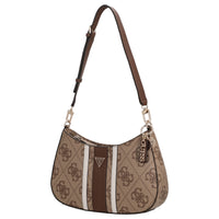 Guess Noelle II Top Zip - Bolso de hombro 29 cm (logo latte/marrón)