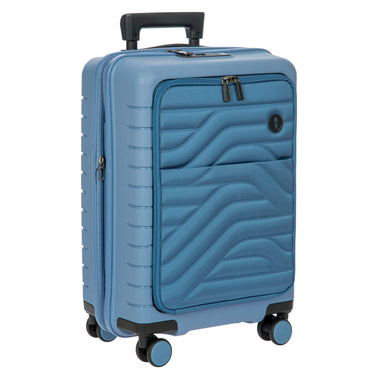 Brics BY Ulisse - 4 - Rollen - Kabinentrolley mit Vortasche 55 cm erw. USB (grey blue) - Markenkoffer