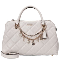 Guess Libby 2 Comp Satchel - Bolso de mano 30 cm (blanco roto)