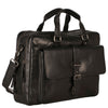 Leonhard Heyden Roma - Maletín 2 compartimentos con bolsillo frontal de cuero 15" 41 cm (negro)