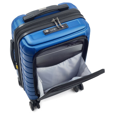 Delsey Paris Shadow 5.0 - 4 - Rollen - Kabinentrolley mit Vordertasche S 55 cm erw. USB (blau) - Markenkoffer