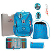 DerDieDas ErgoFlex Exklusiv Superflash - Set de Mochilas Escolares 5 piezas 800g (Color: Blue Robot)