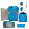 DerDieDas ErgoFlex Tiny Exklusiv Superflash - Set de Mochila Escolar 5 piezas 900g (Color: Blue Robot)