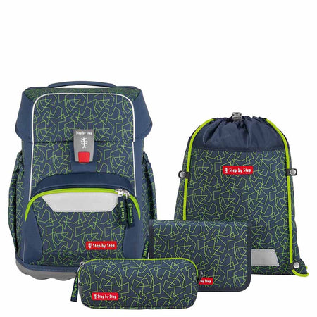 Step by Step Basis - Schulranzen Set 4tlg. (Green Geometric)