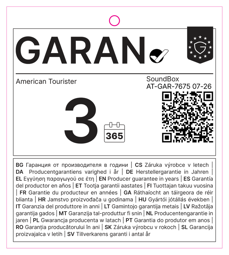 Etiqueta GARAN de la UE: garantía del productor en años: 3.0 – American Tourister