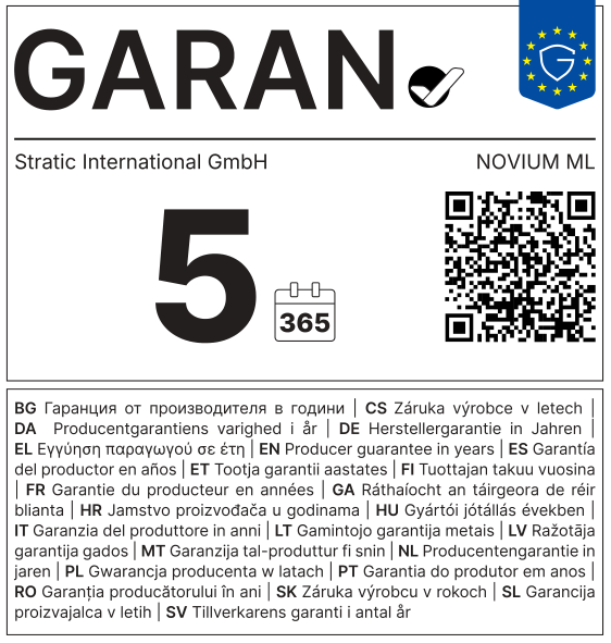 EU-GARAN-Label: Herstellergarantie in Jahren: 5 – Stratic