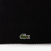 Lacoste Unisex Beanie - Mütze aus gerippter Wolle (black) - Markenkoffer