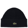 Lacoste Unisex Beanie - Gorro de lana acanalada (azul marino/blanco)
