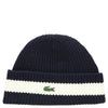 Lacoste Unisex Beanie - Gorro de lana acanalada (azul marino/blanco)