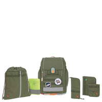 Lässig School Set Boxy Unique - Schulranzen Set 7tlg. (Olive) - Markenkoffer