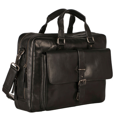 Leonhard Heyden Roma - Aktentasche 2 Fächer. mit Vortasche Leder 15" 41 cm (schwarz) - Markenkoffer