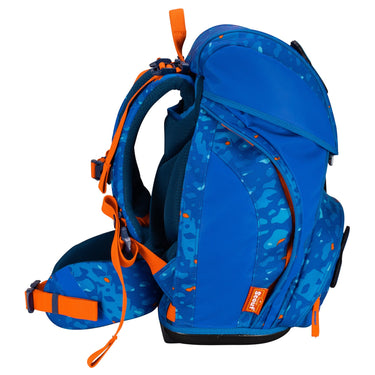 Scout Alpha Exklusiv Superflash - Schulranzen Set 4tlg. (Blue Dino) - Markenkoffer