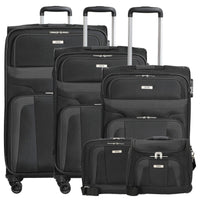 Skyline Orlando - 4 - Rollen - Trolley Set L erw./M. erw./S + Boarding Bag + Beautycase 5tlg. (schwarz) - Markenkoffer