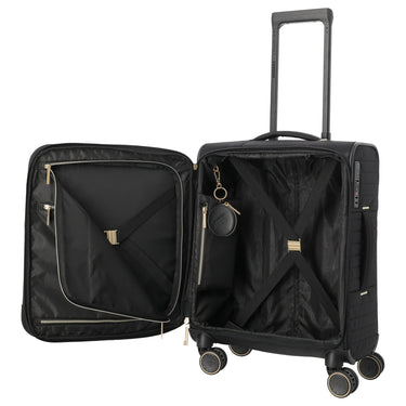 Travelite BARBARA Stepp - 4 - Rollen - Trolley S 55 cm erw. (schwarz, 55 cm) - Markenkoffer