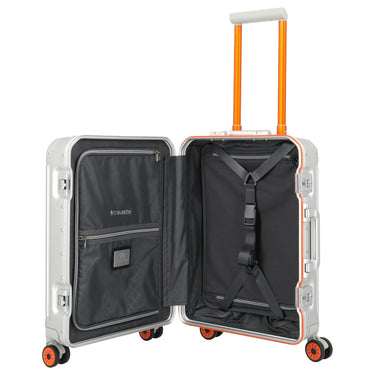 Travelite Next 75 Jahre Jubiläums - Edition - 4 - Rollen - Kabinentrolley S 55 cm (silber - orange) - Markenkoffer