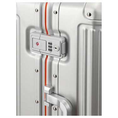 Travelite Next 75 Jahre Jubiläums - Edition - 4 - Rollen - Kabinentrolley S 55 cm (silber - orange) - Markenkoffer