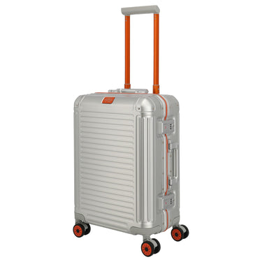 Travelite Next 75 Jahre Jubiläums - Edition - 4 - Rollen - Kabinentrolley S 55 cm (silber - orange) - Markenkoffer