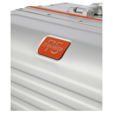 Travelite Next 75 Jahre Jubiläums - Edition - 4 - Rollen - Kabinentrolley S 55 cm (silber - orange) - Markenkoffer