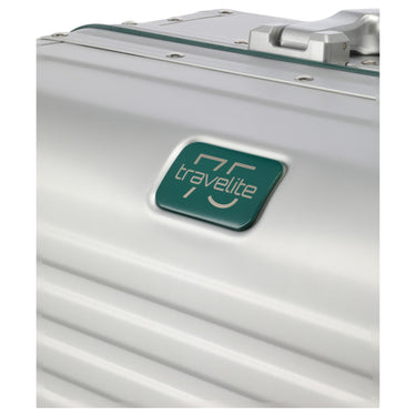 Travelite Next 75 Jahre Jubiläums - Edition - 4 - Rollen - Trolley L 77 cm (silber - grün) - Markenkoffer