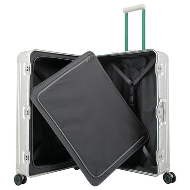 Travelite Next 75 Jahre Jubiläums - Edition - 4 - Rollen - Trolley L 77 cm (silber - grün) - Markenkoffer