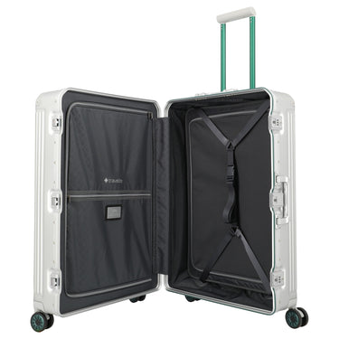 Travelite Next 75 Jahre Jubiläums - Edition - 4 - Rollen - Trolley L 77 cm (silber - grün) - Markenkoffer