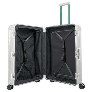 Travelite Next 75 Jahre Jubiläums - Edition - 4 - Rollen - Trolley L 77 cm (silber - grün) - Markenkoffer