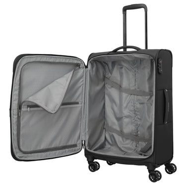 Travelite Umbria - 4 - Rollen - Trolley M 67 cm erw. (schwarz) - Markenkoffer