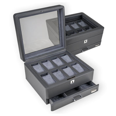 Windrose Tempora - Uhrenkoffer (für 8 Uhren) 26.5 cm (grau) - Markenkoffer